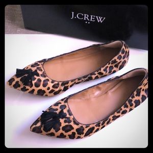 J.Crew Calf Hair Tassel Stretch Flats 9 (8.5)